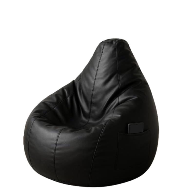 Bean Bag Chair for Adults & Kids with Side Pocket – Soft Cover, Versatile for Living Room, Bedroom, Gaming & Relaxation | Cover Only (Free Pillow, No Beans) (Black, XL) - Image 3