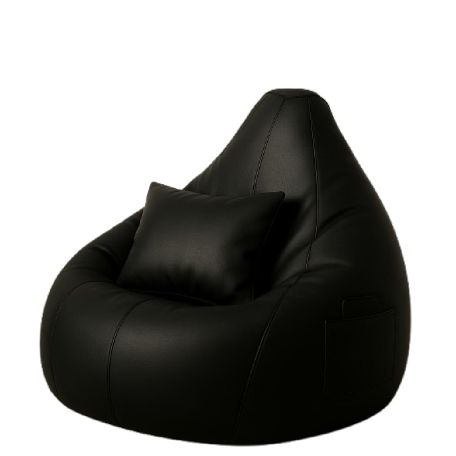 Bean Bag Chair for Adults & Kids with Side Pocket – Soft Cover, Versatile for Living Room, Bedroom, Gaming & Relaxation | Cover Only (Free Pillow, No Beans) (Black, XL)