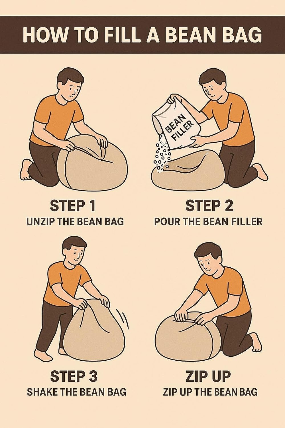 Bean Bag Chair with Side Pocket | Gaming Seat for Adults & Kids | Washable Cover, Double Stitching, Durable Sofa for Lounge & Bedroom (Cover Only, No Beans, Free Footrest) (Black, XL) - Image 2